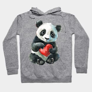 Valentine Giant Panda Bear Holding Heart Hoodie